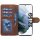 Leder Book Case f&uuml;r Samsung Galaxy S21 mit 360&deg; Schutz, Kartenf&auml;cher und Kickstand