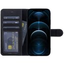 Leder Book Case f&uuml;r iPhone 13 Pro mit 360&deg; Schutz, Kartenf&auml;cher und Kickstand