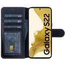 Leder Book Case f&uuml;r Samsung Galaxy S22 mit 360&deg; Schutz, Kartenf&auml;cher und Kickstand