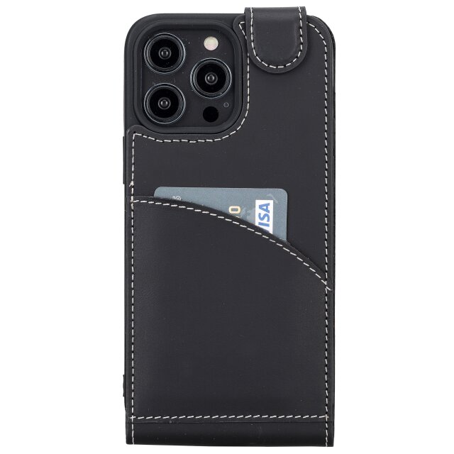 Leder Flip Case f&uuml;r IPhone 14 Pro Max mit 360&deg; Schutz und Kartenfach