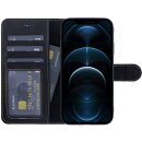 Leder Book Case f&uuml;r iPhone 14 Pro Max mit 360&deg; Schutz, Kartenf&auml;cher und Kickstand